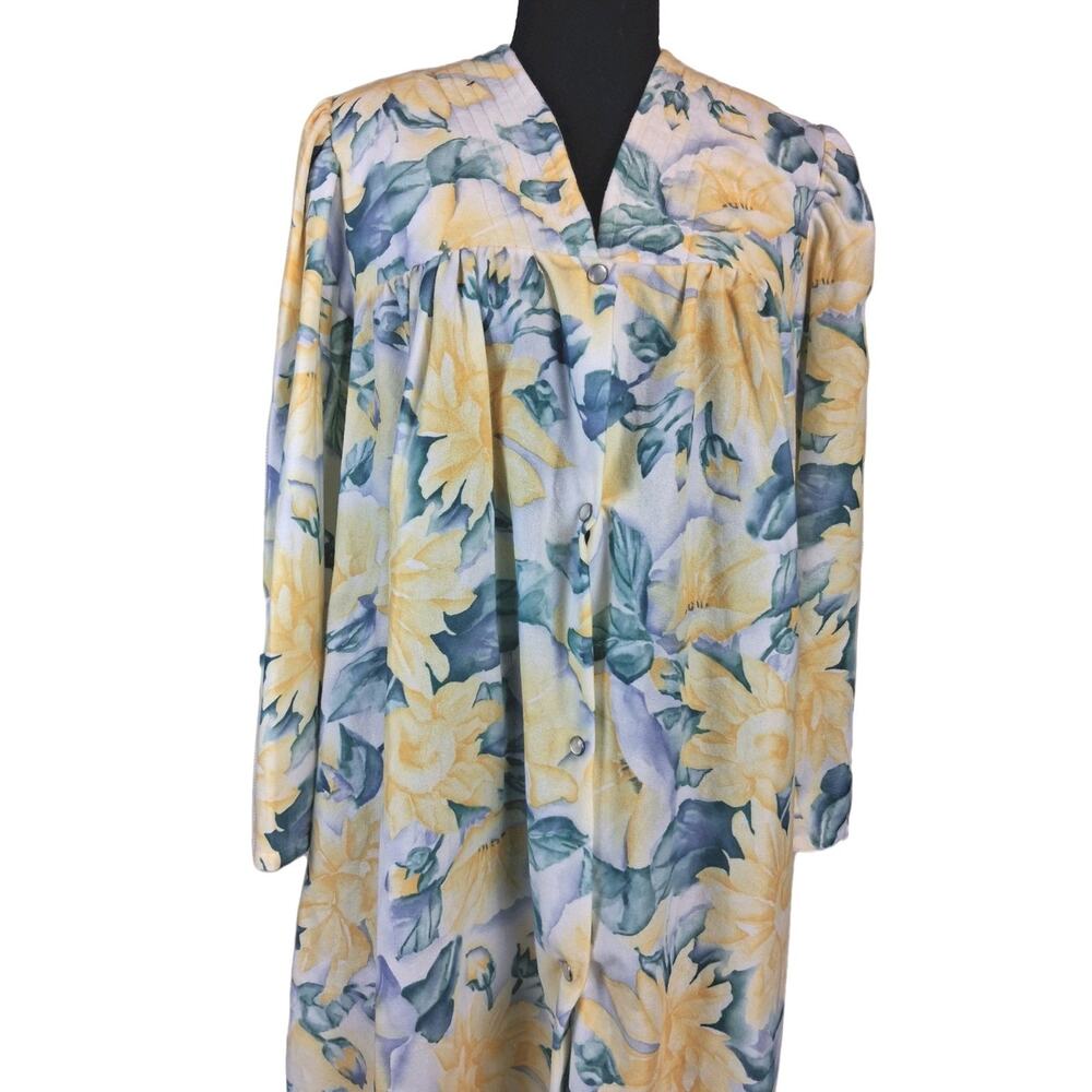 VINTAGE TIGER LILY YELLOW DAFFODIL FLORAL MUUMUU LOUNGE HOUSE DRESS XL
